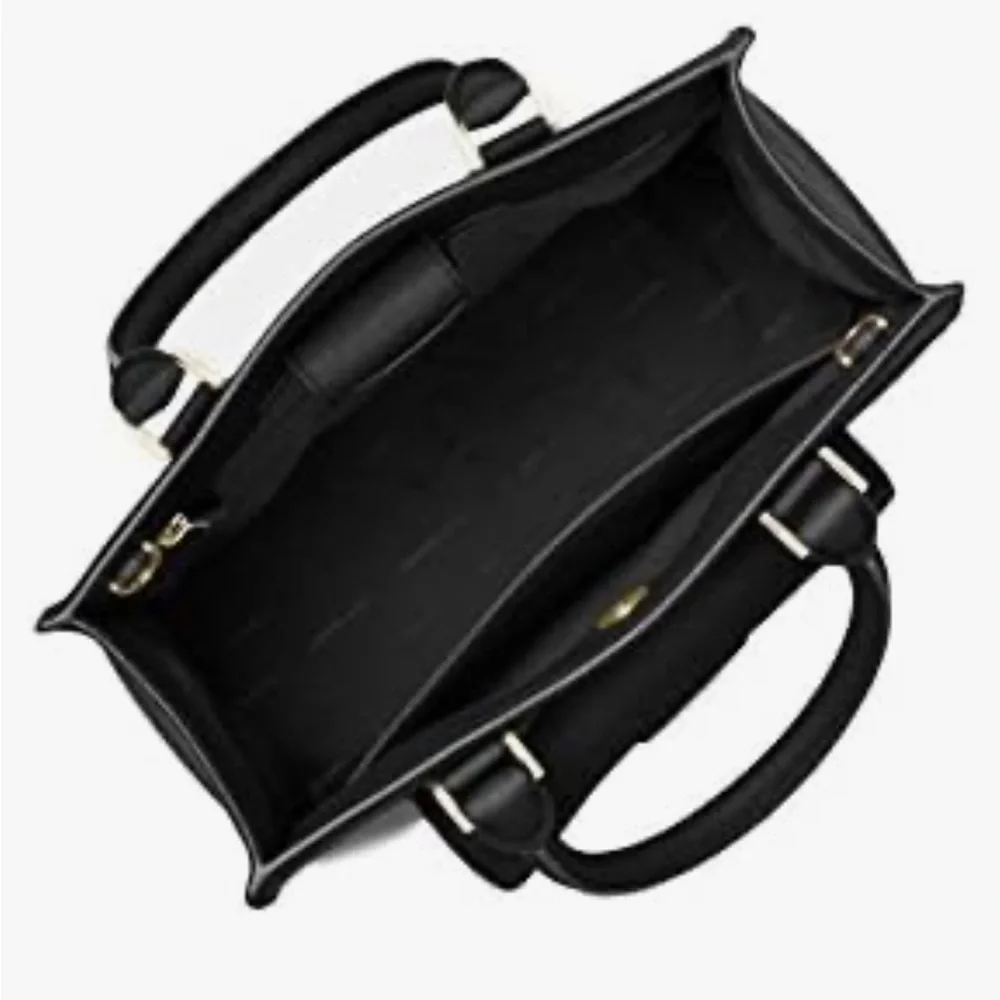 Michael Michael Kors Bridgette Medium East West Leather Tote Bag Black Gold